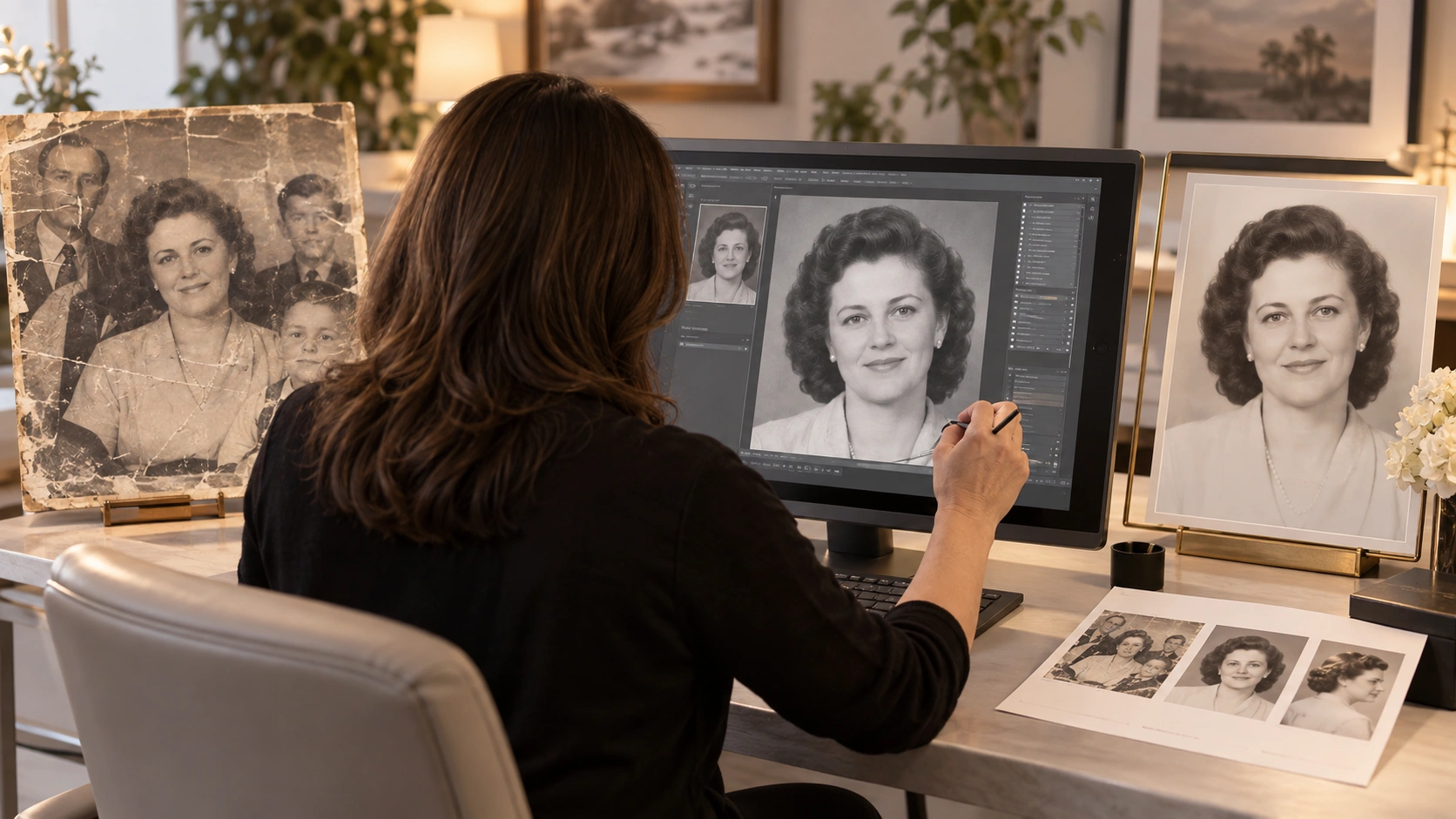 Before-and-after photo restoration example prepared for porcelain