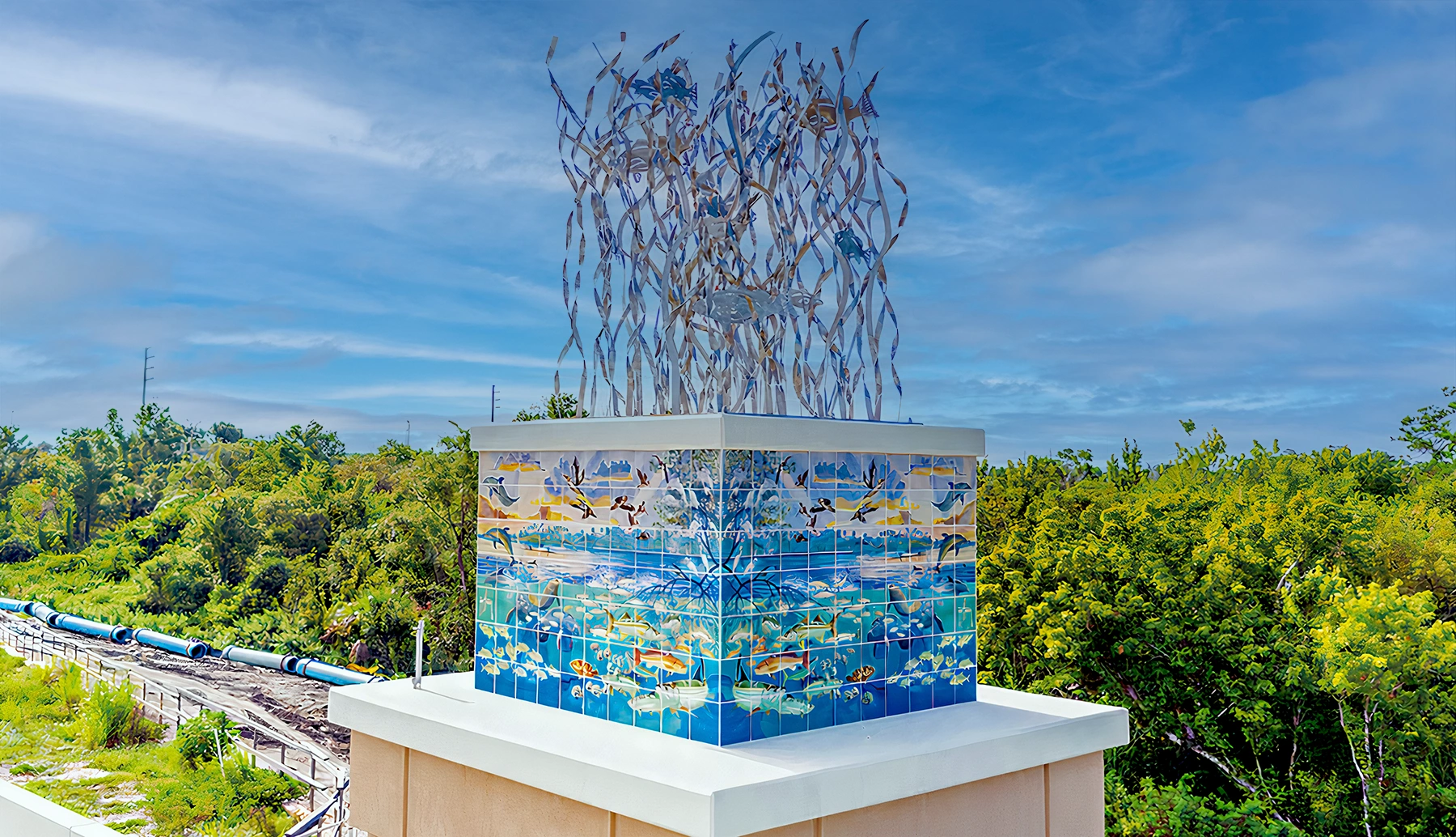 Large custom porcelain mural installation by Porcelains Unlimited